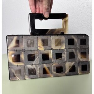 Shiraleah Handbag Clutch Purse Horn Style‎ Square Handle Retro Evening Bag